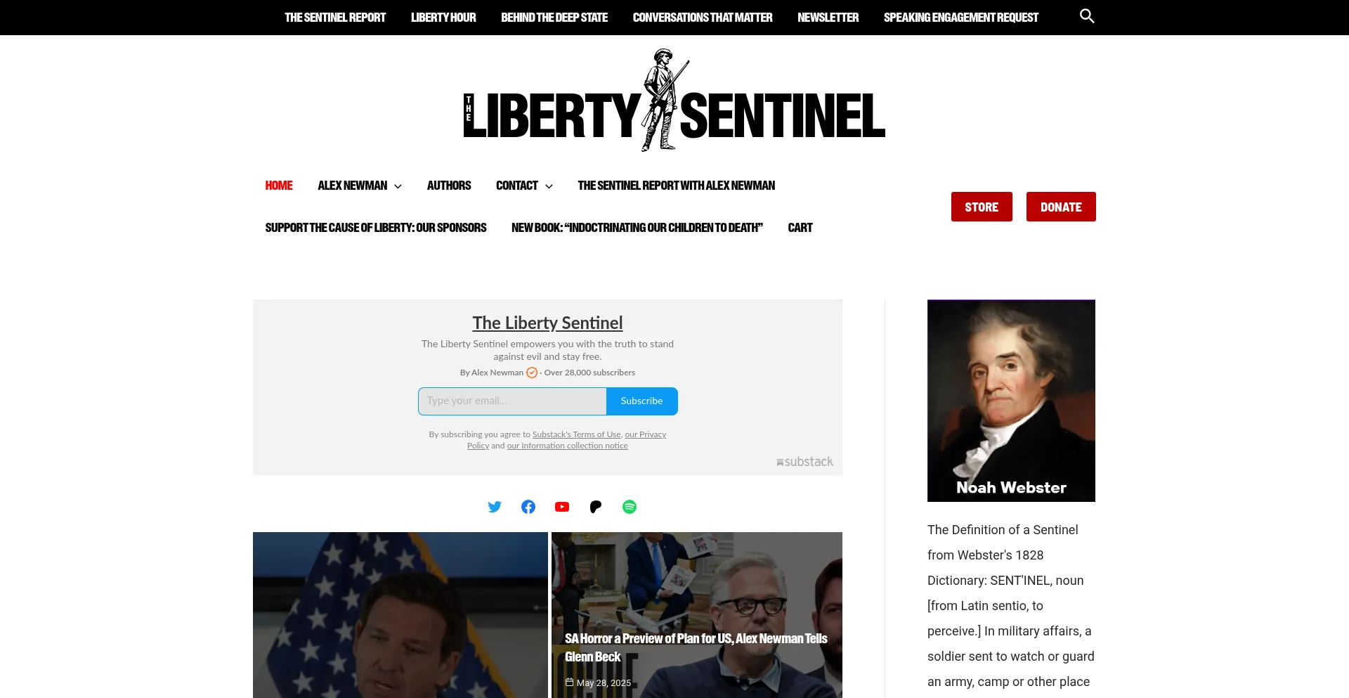 Website screenshot of Libertysentinel.org