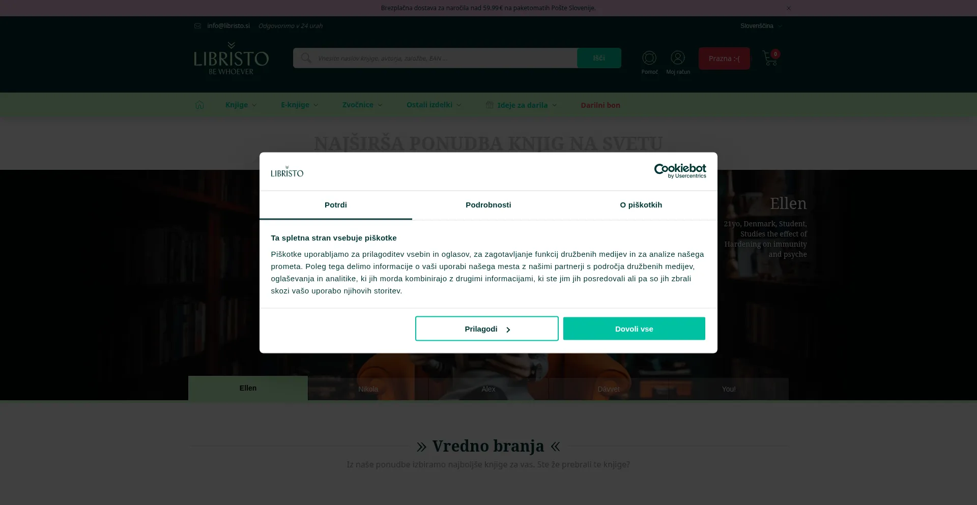 Website screenshot of Libristo.si