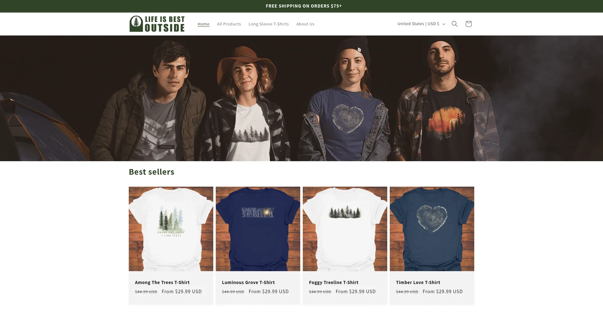 Website screenshot of Lifeisbestoutside.com