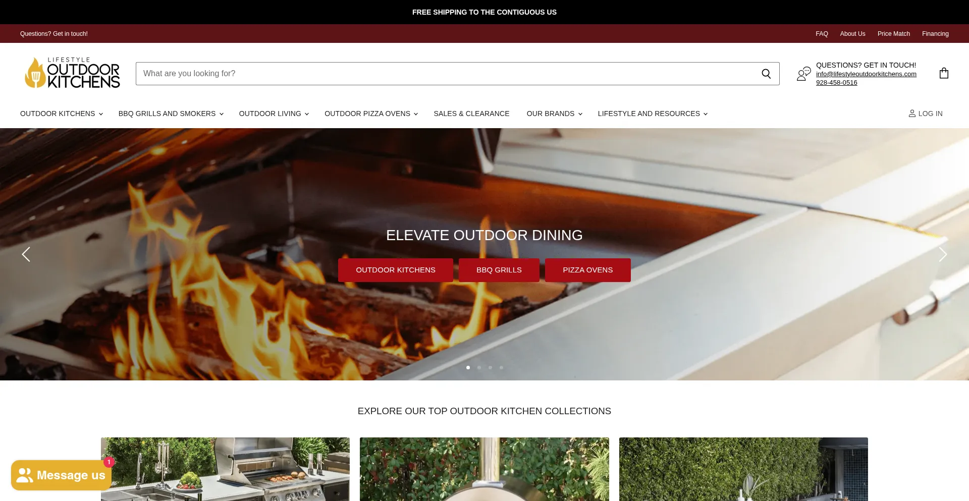 Website screenshot of Lifestyleoutdoorkitchens.com