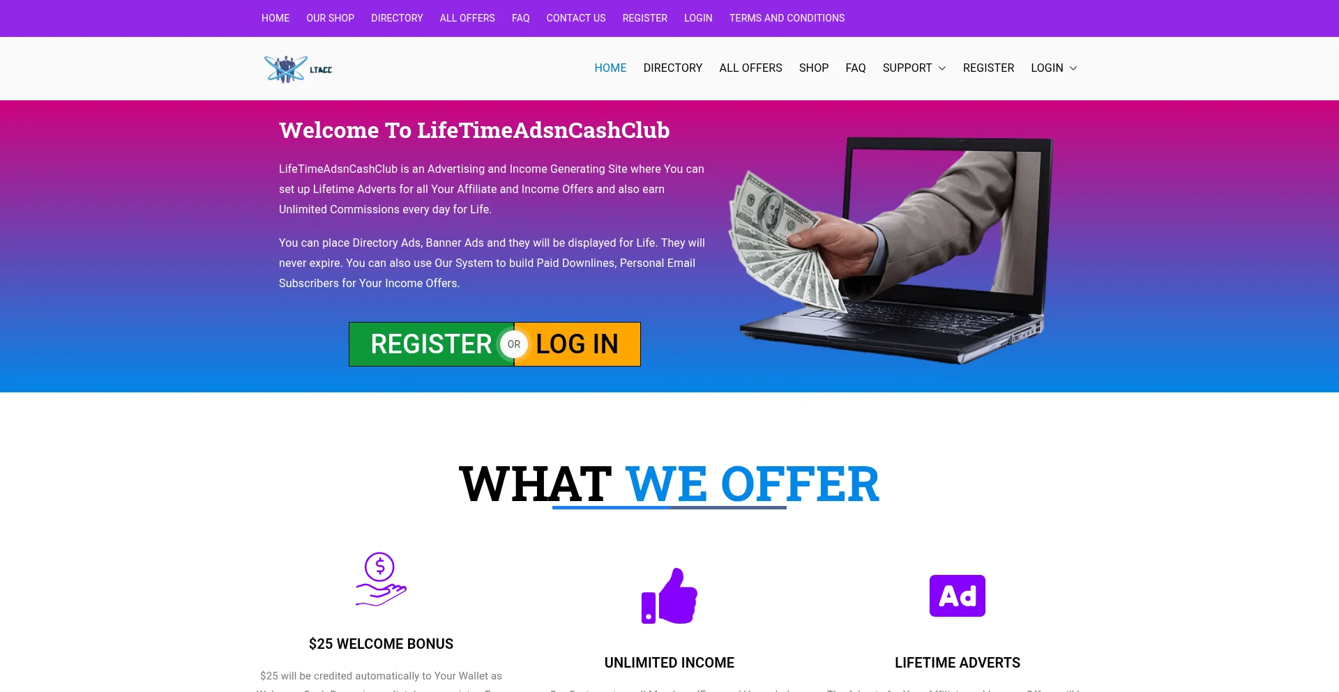 Lifetimeadsncashclub.com