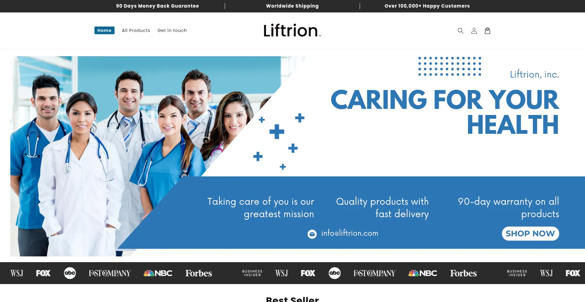 Website screenshot of Liftrion.com