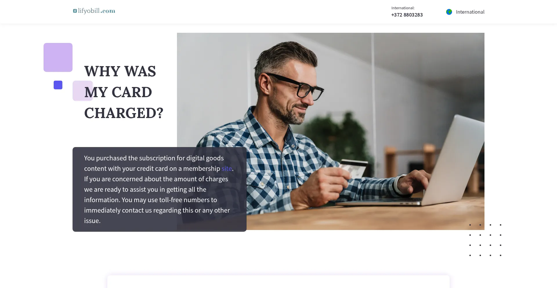 Website screenshot of Lifyobill.com