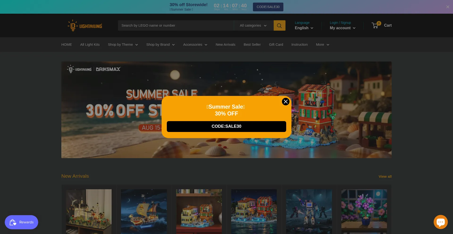 Website screenshot of Lightailing.com