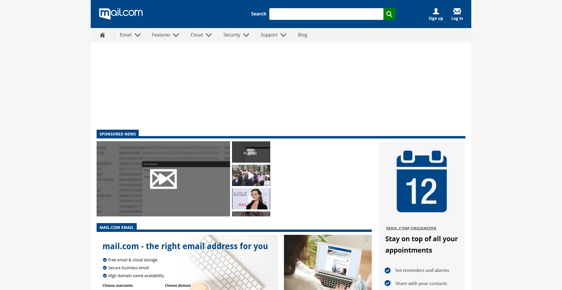 Website screenshot of Lightmailer.mail.com