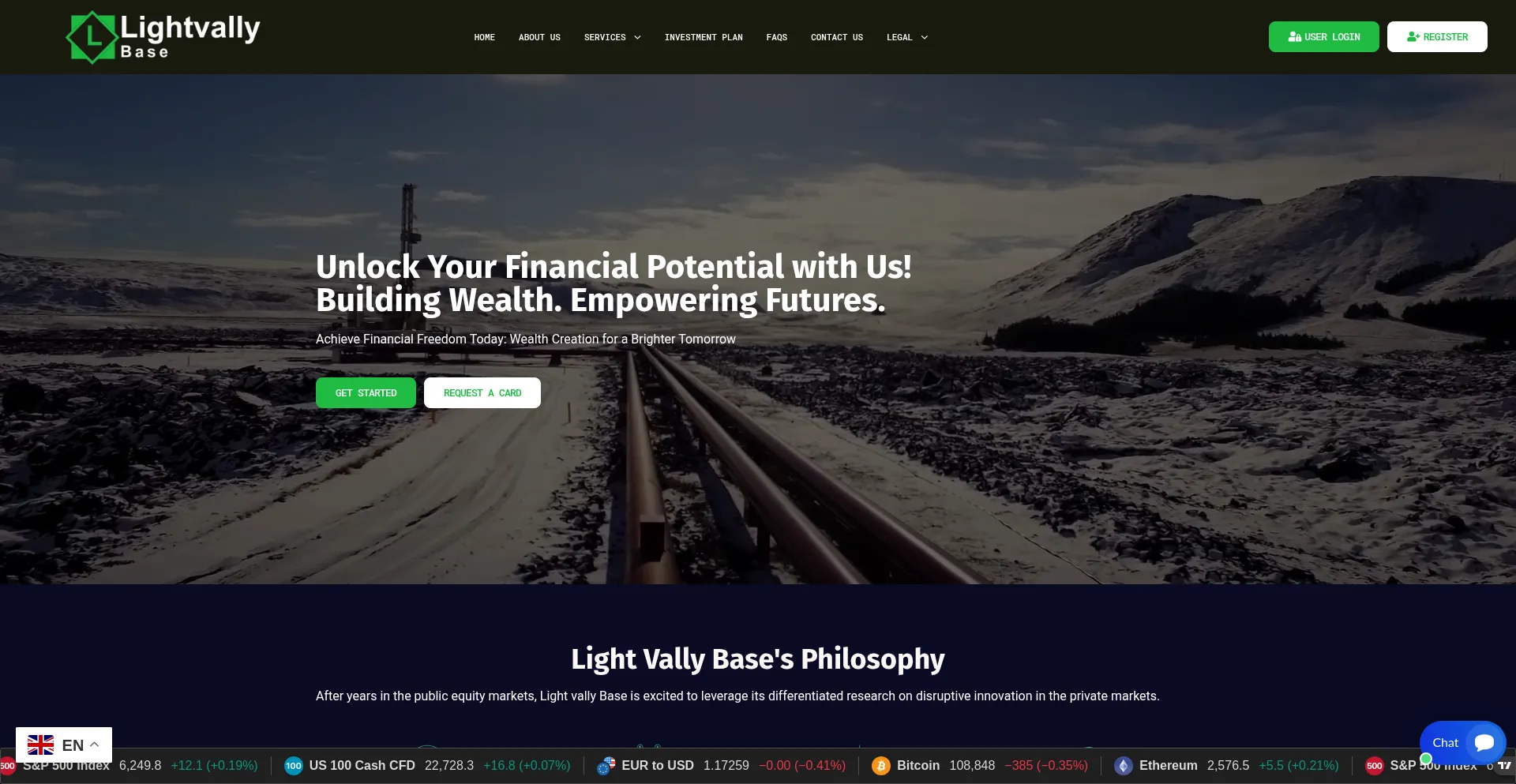 Website screenshot of Lightvallybase.com