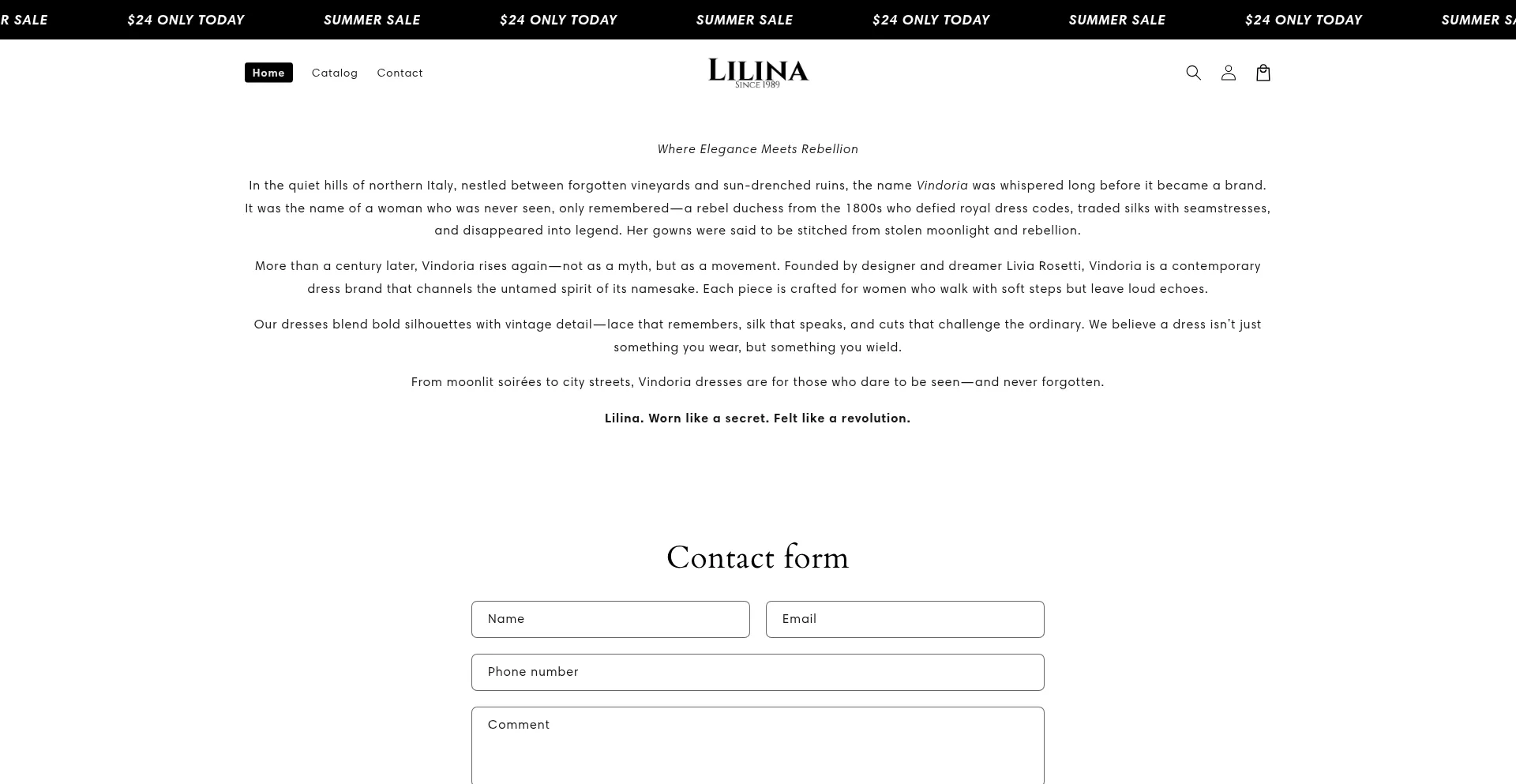 Website screenshot of Lilinaco.shop
