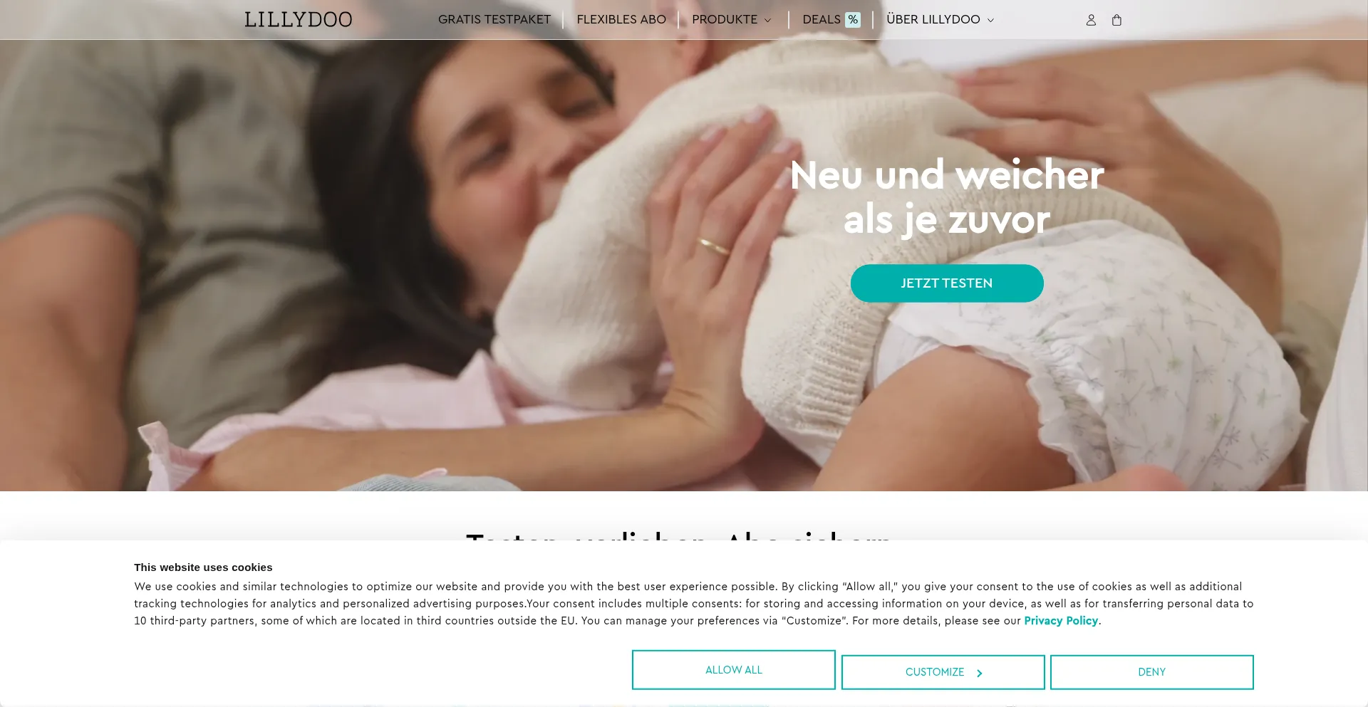Website screenshot of Lillydoo.com