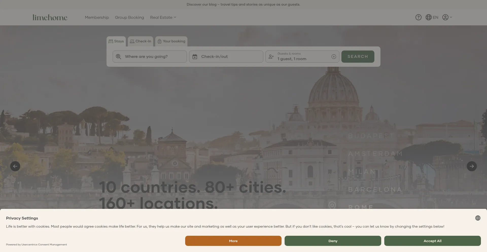 Website screenshot of Limehome.com
