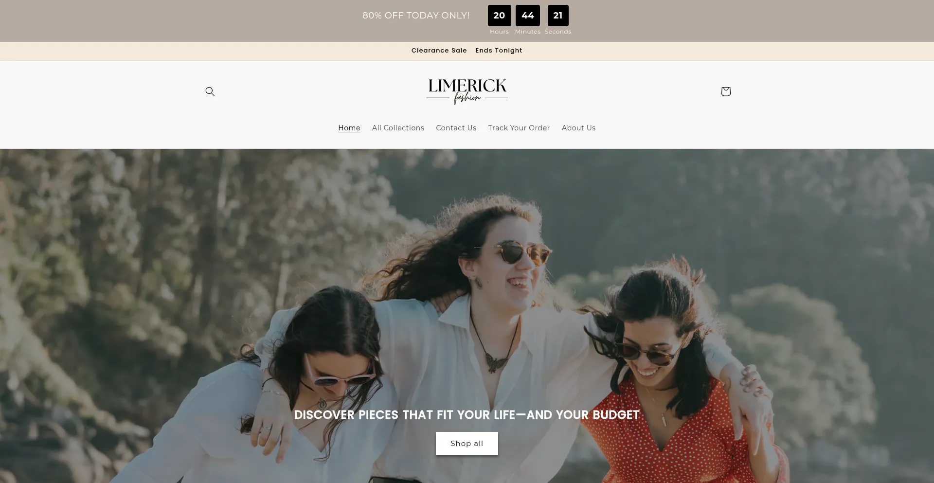 Website screenshot of Limerick-fashion.com
