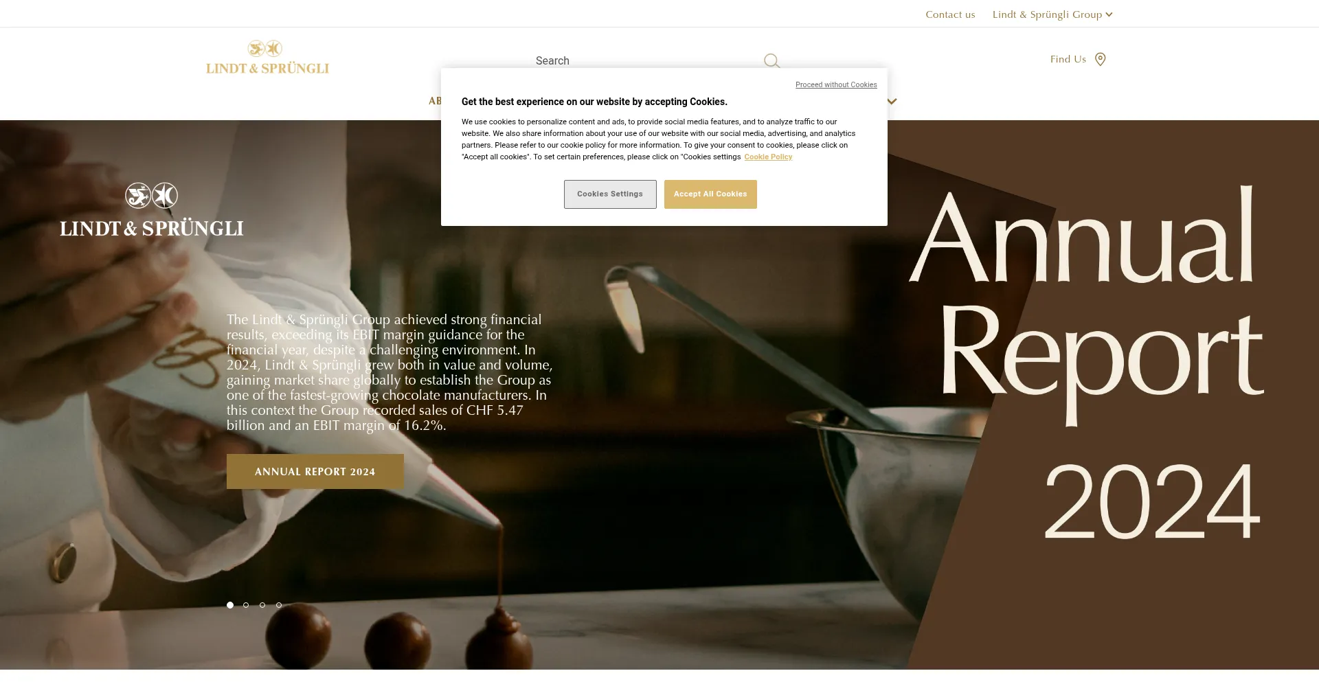 Website screenshot of Lindt-spruengli.com