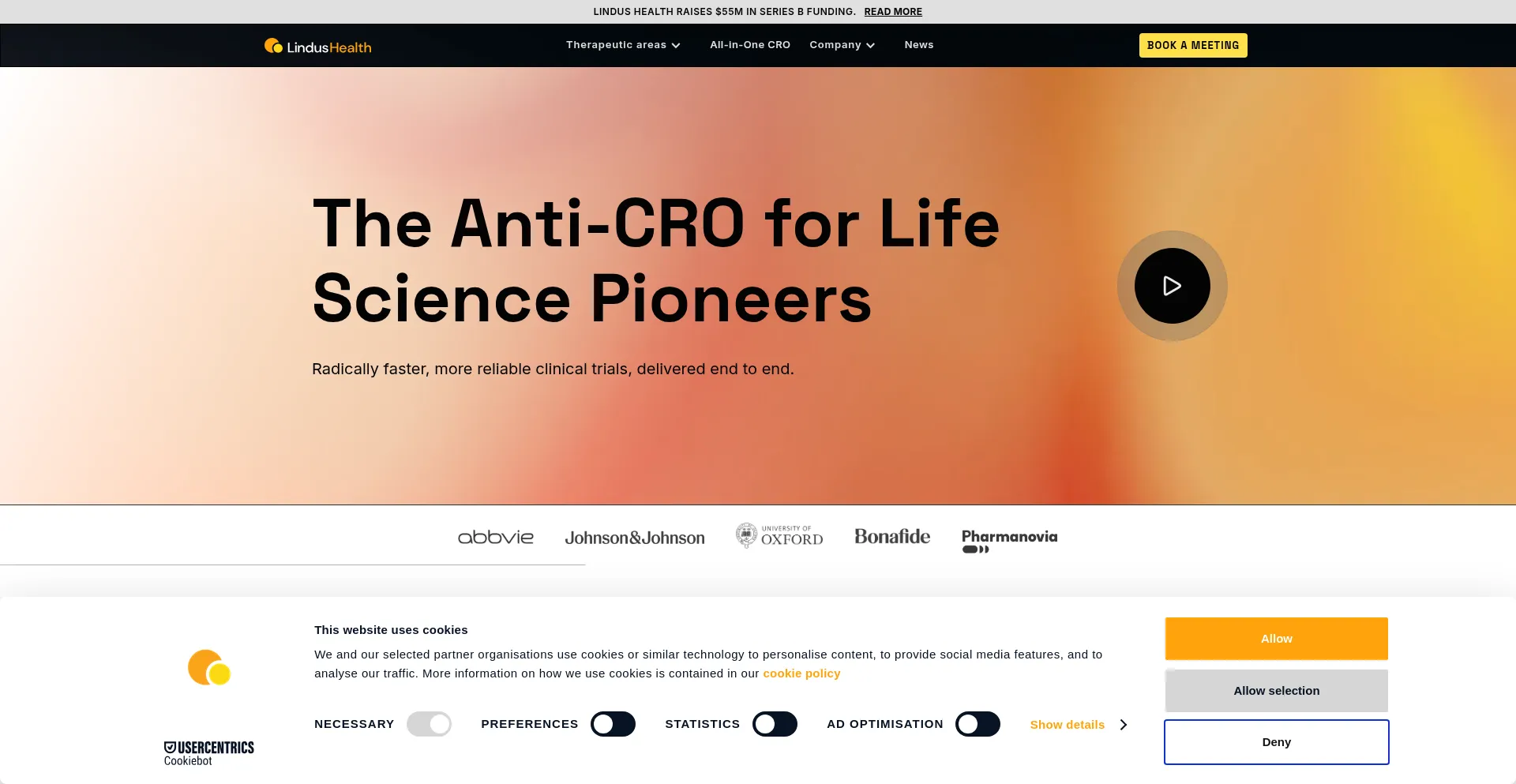 Website screenshot of Lindushealth.com