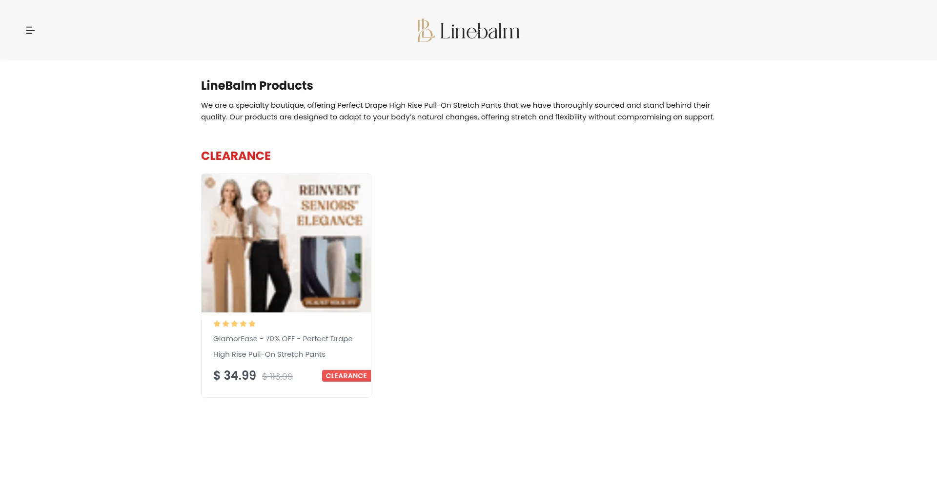 Website screenshot of Linebalm.com