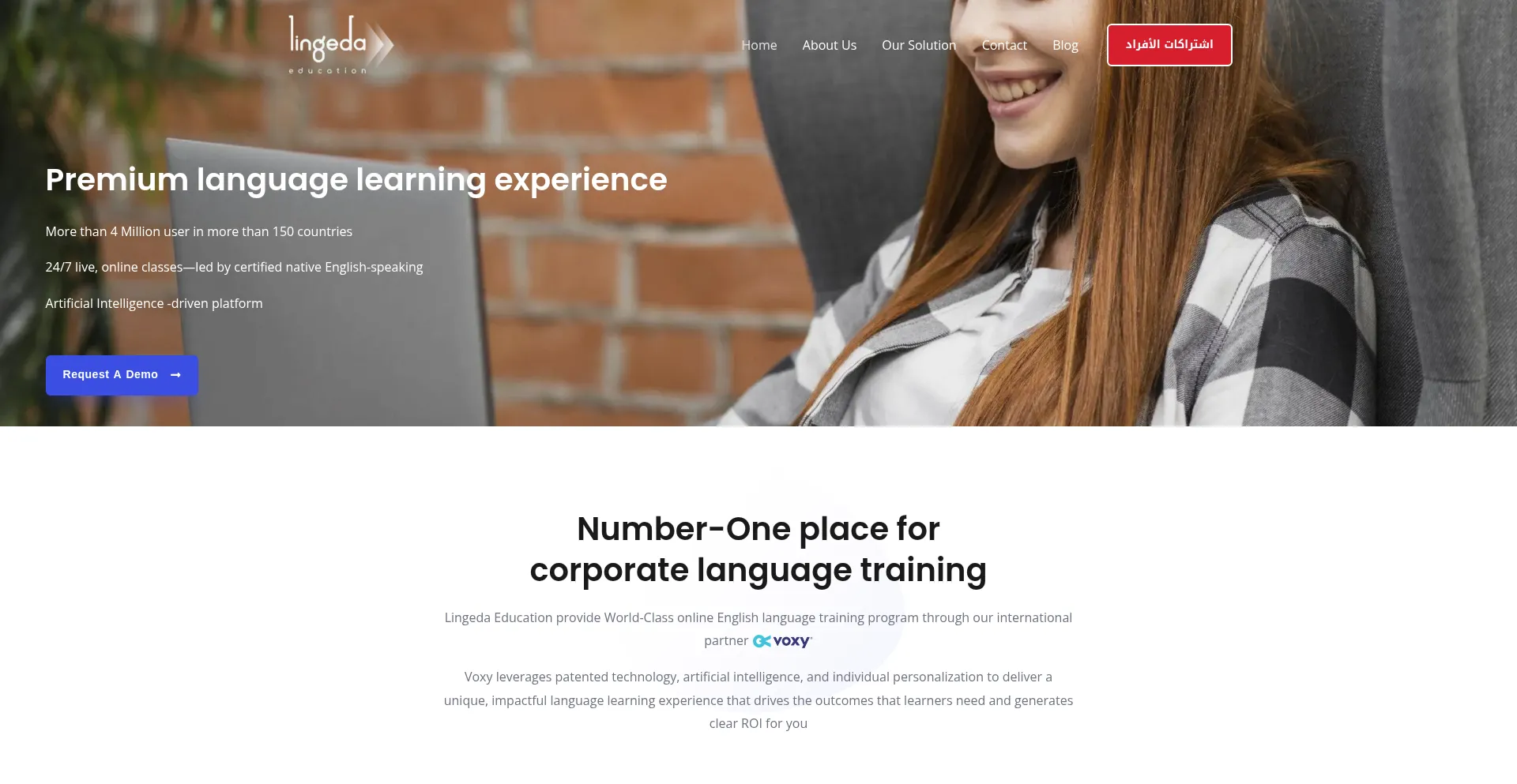 Website screenshot of Lingeda.com