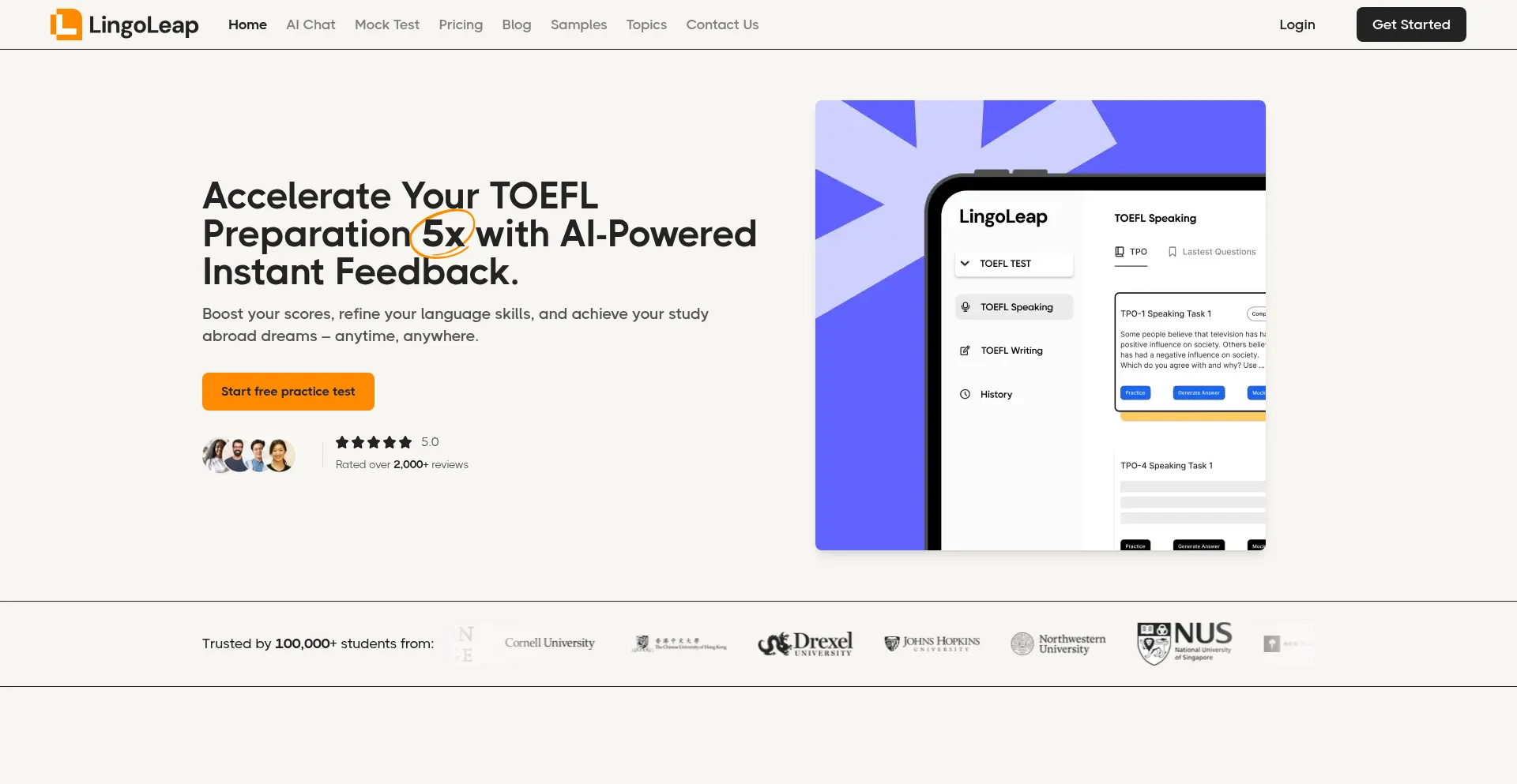 Website screenshot of Lingoleap.ai
