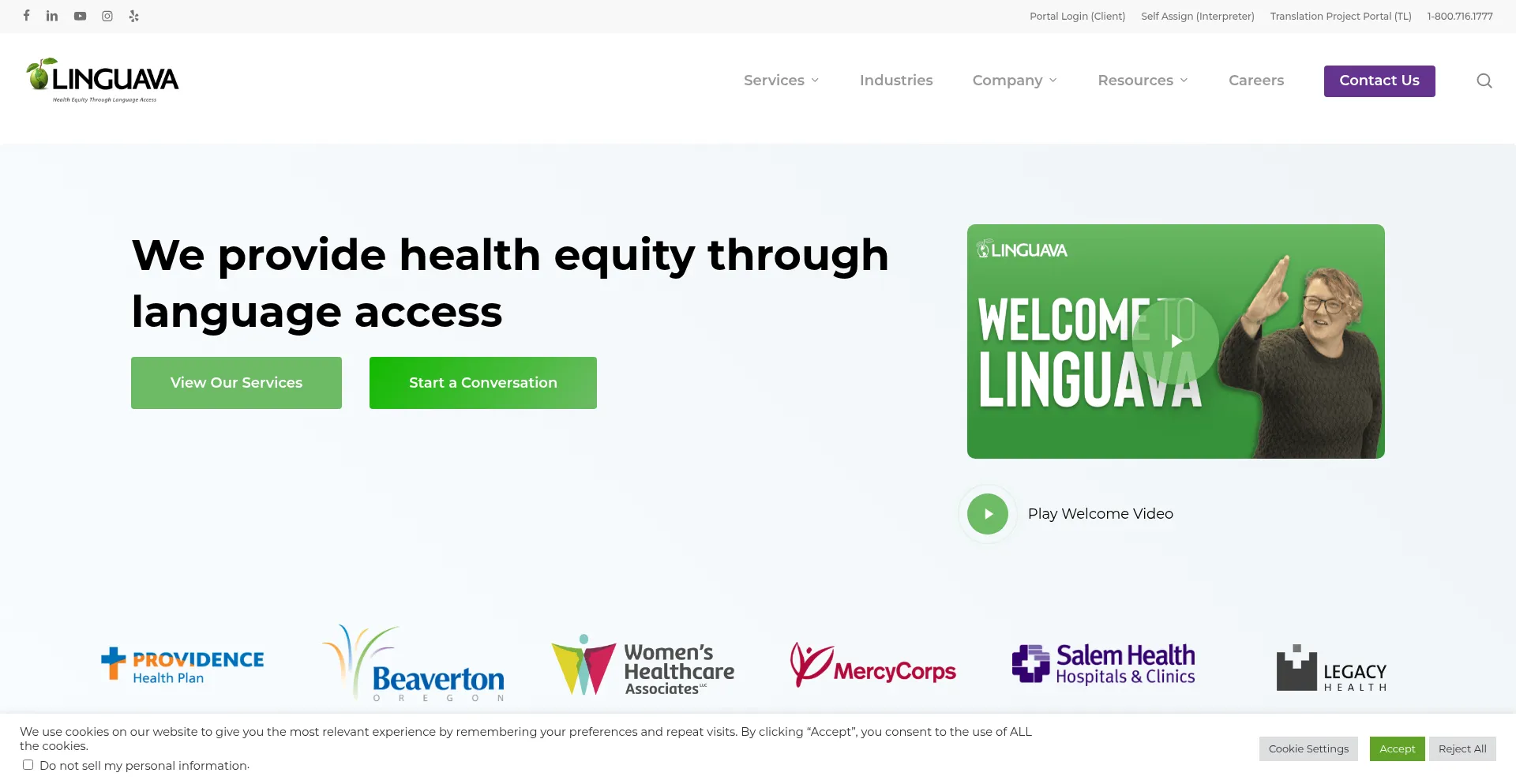 Website screenshot of Linguava.com