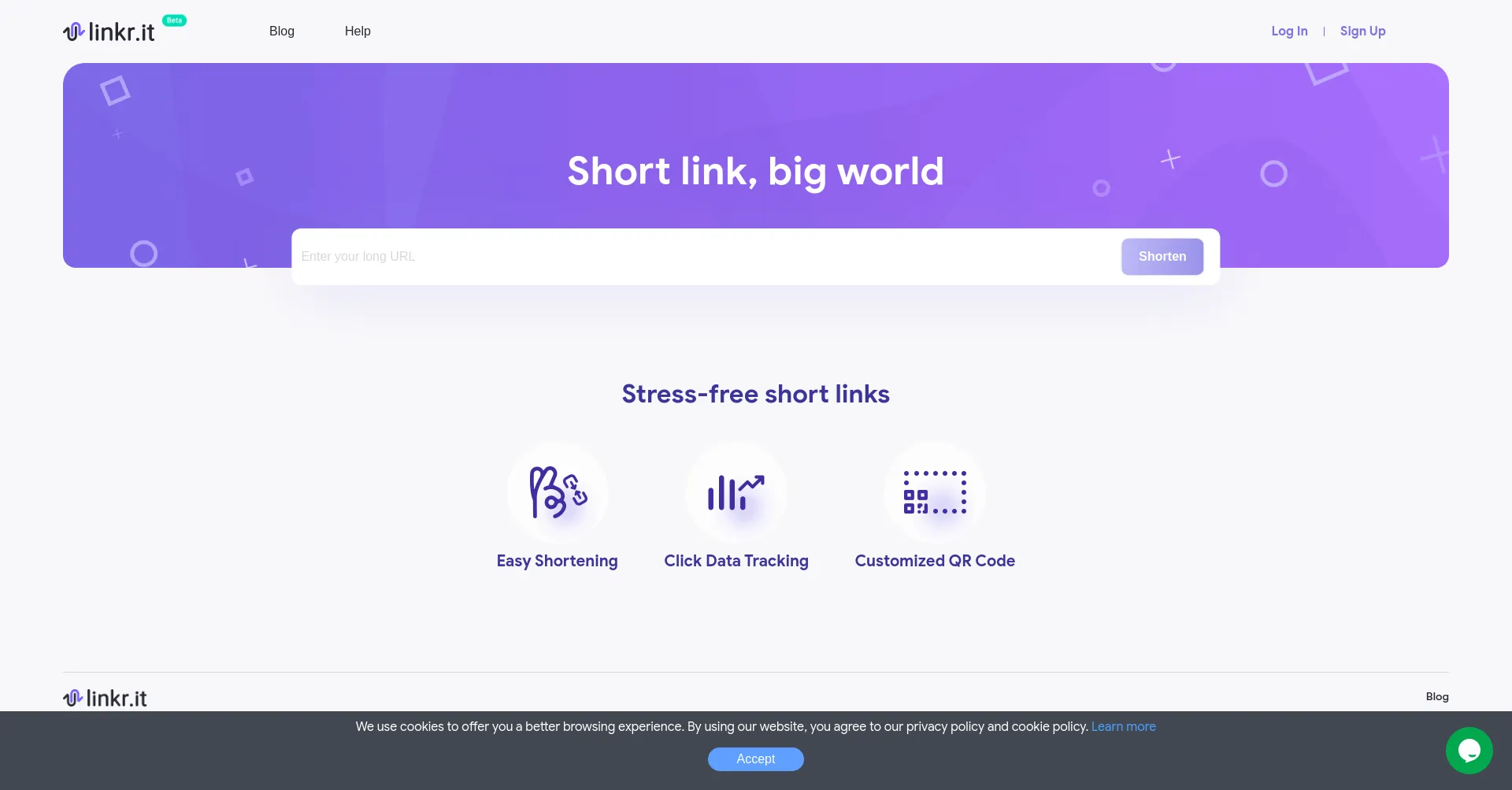 Website screenshot of Linkr.it