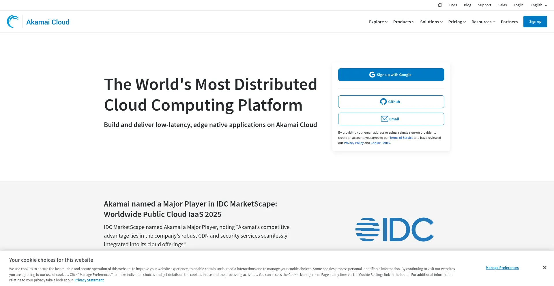 Website screenshot of Linode.com