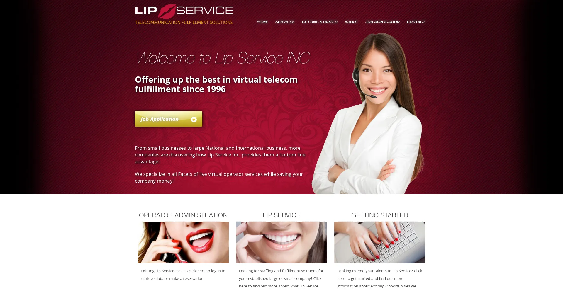 Website screenshot of Lipservice.net