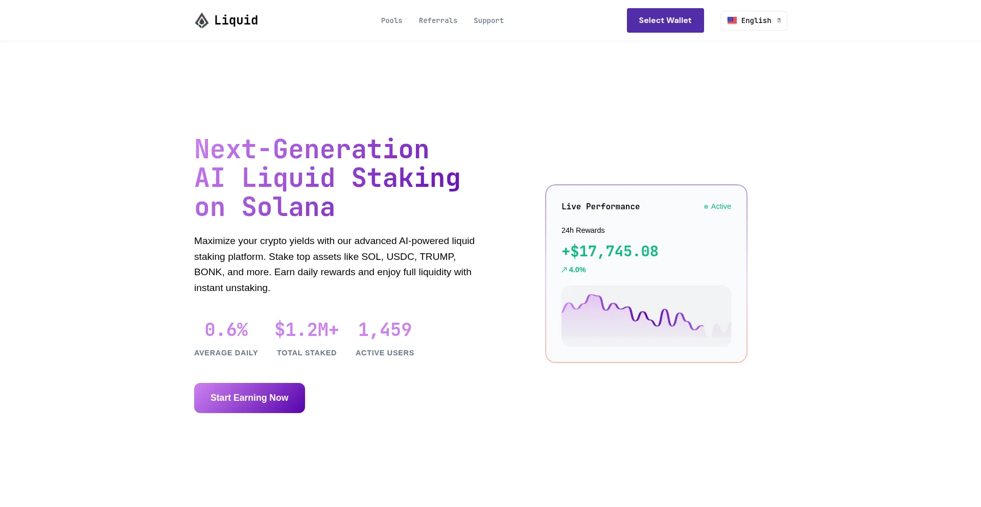 Website screenshot of Liquid.farm