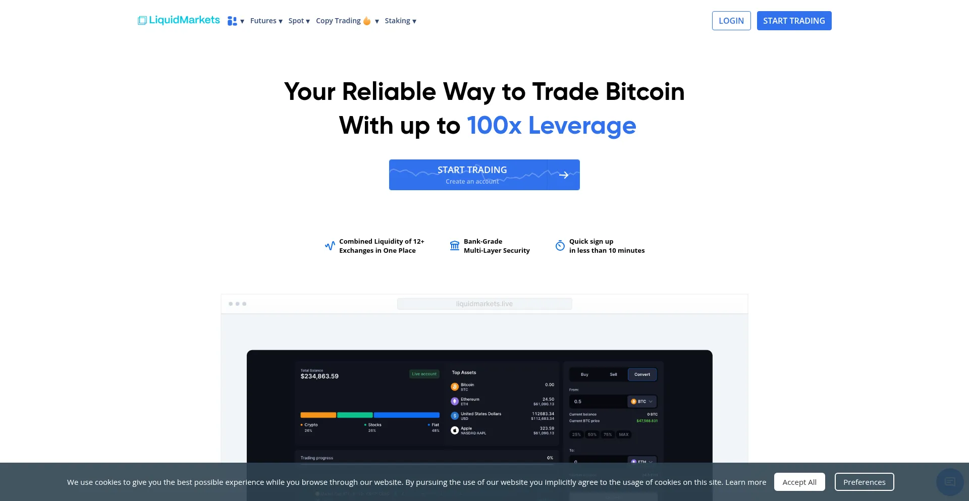 Website screenshot of Liquidmarkets.live