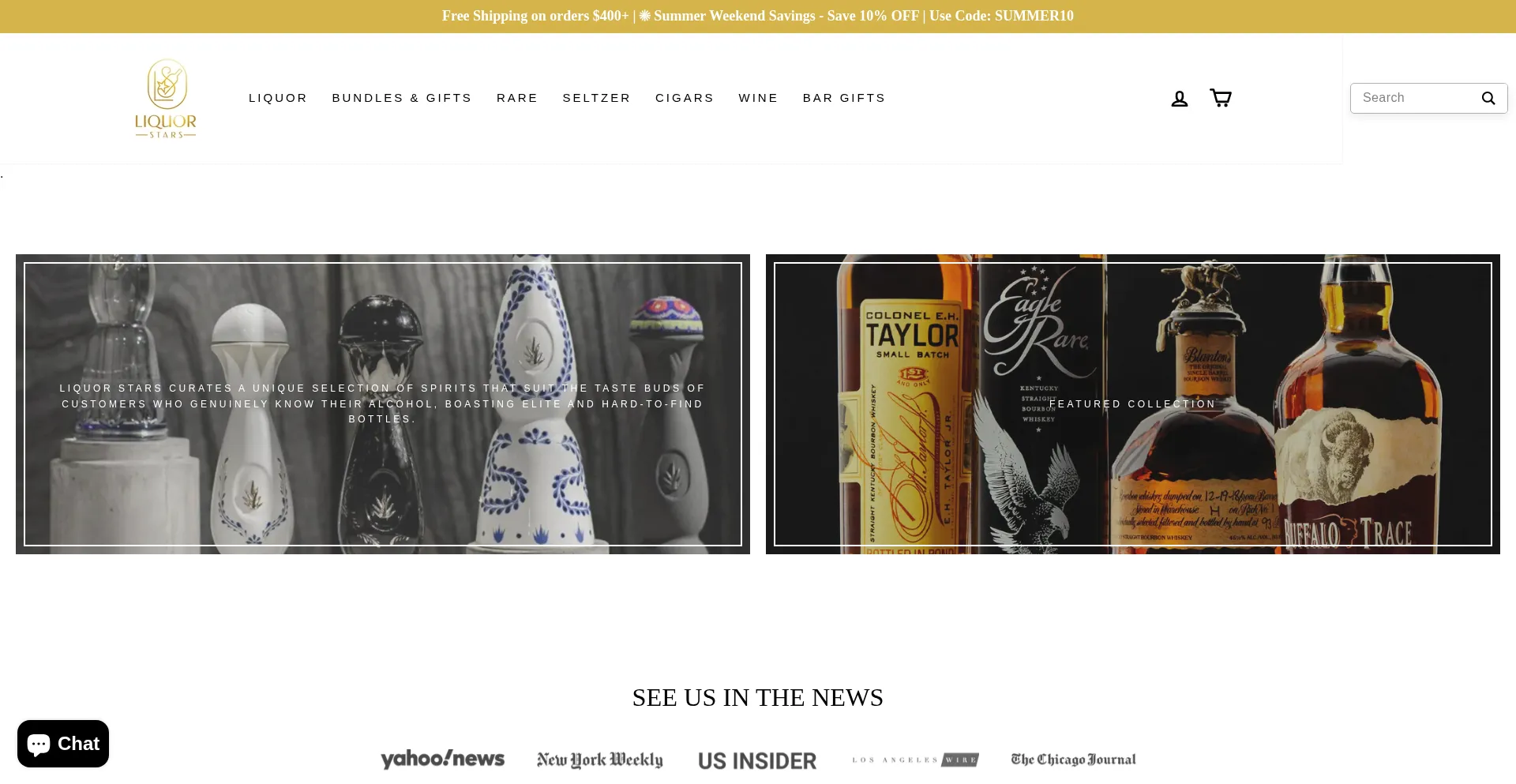 Website screenshot of Liquorstars.com