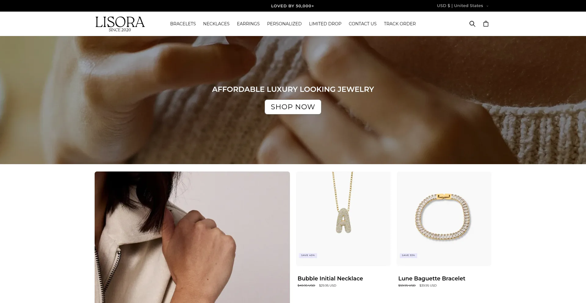Website screenshot of Lisora.store
