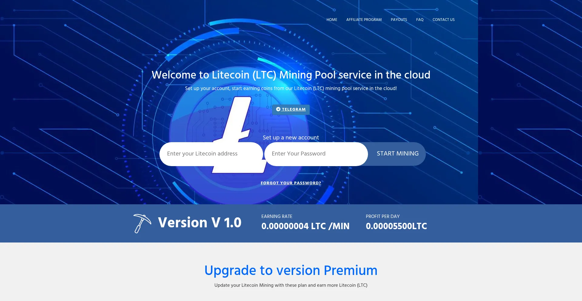 Website screenshot of Litecoin-mining.cc