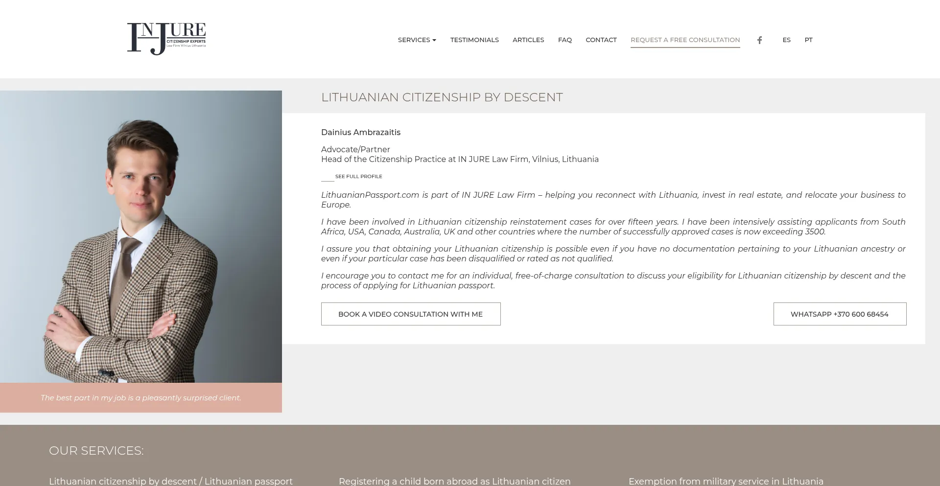 Website screenshot of Lithuanianpassport.com