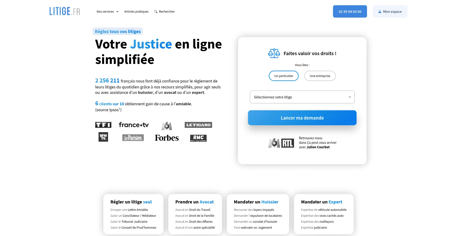 Website screenshot of Litige.fr