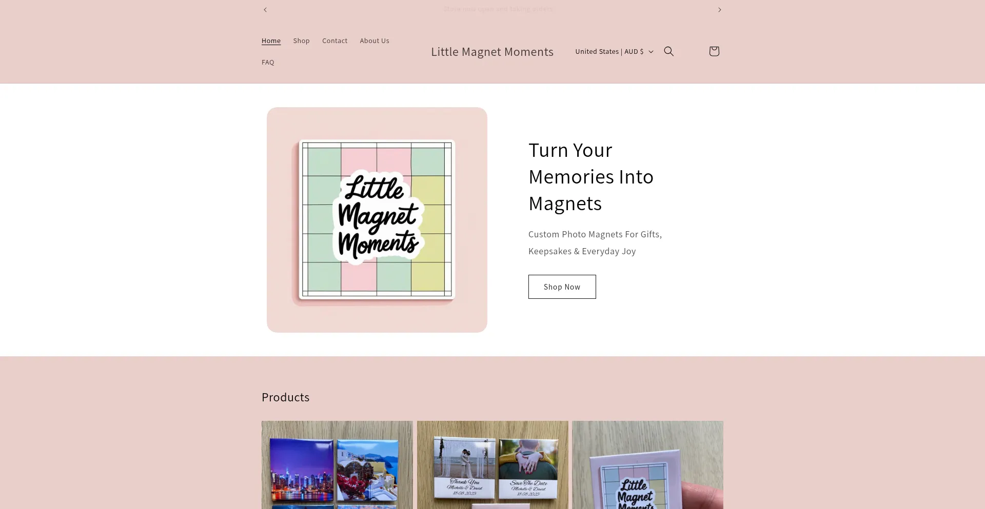 Website screenshot of Littlemagnetmoments.com.au