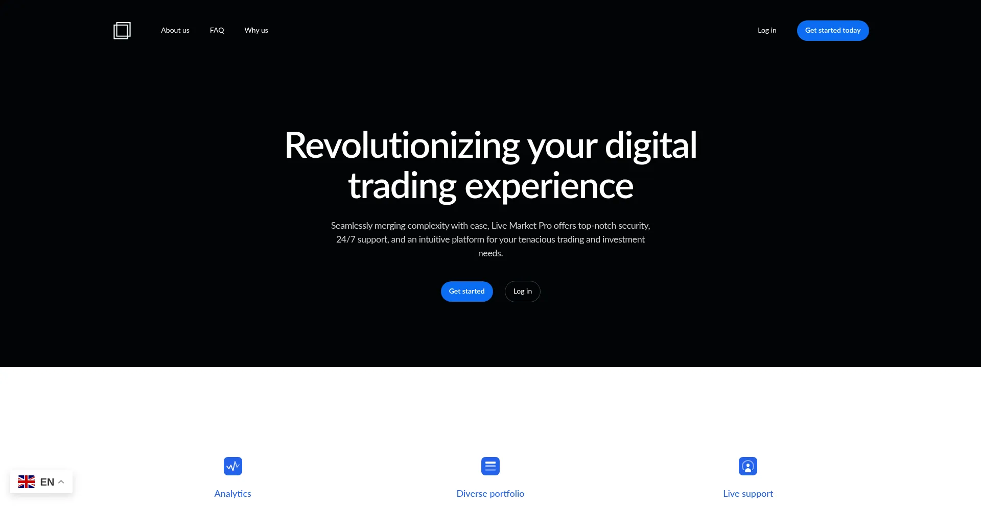 Website screenshot of Livemarketpros.net