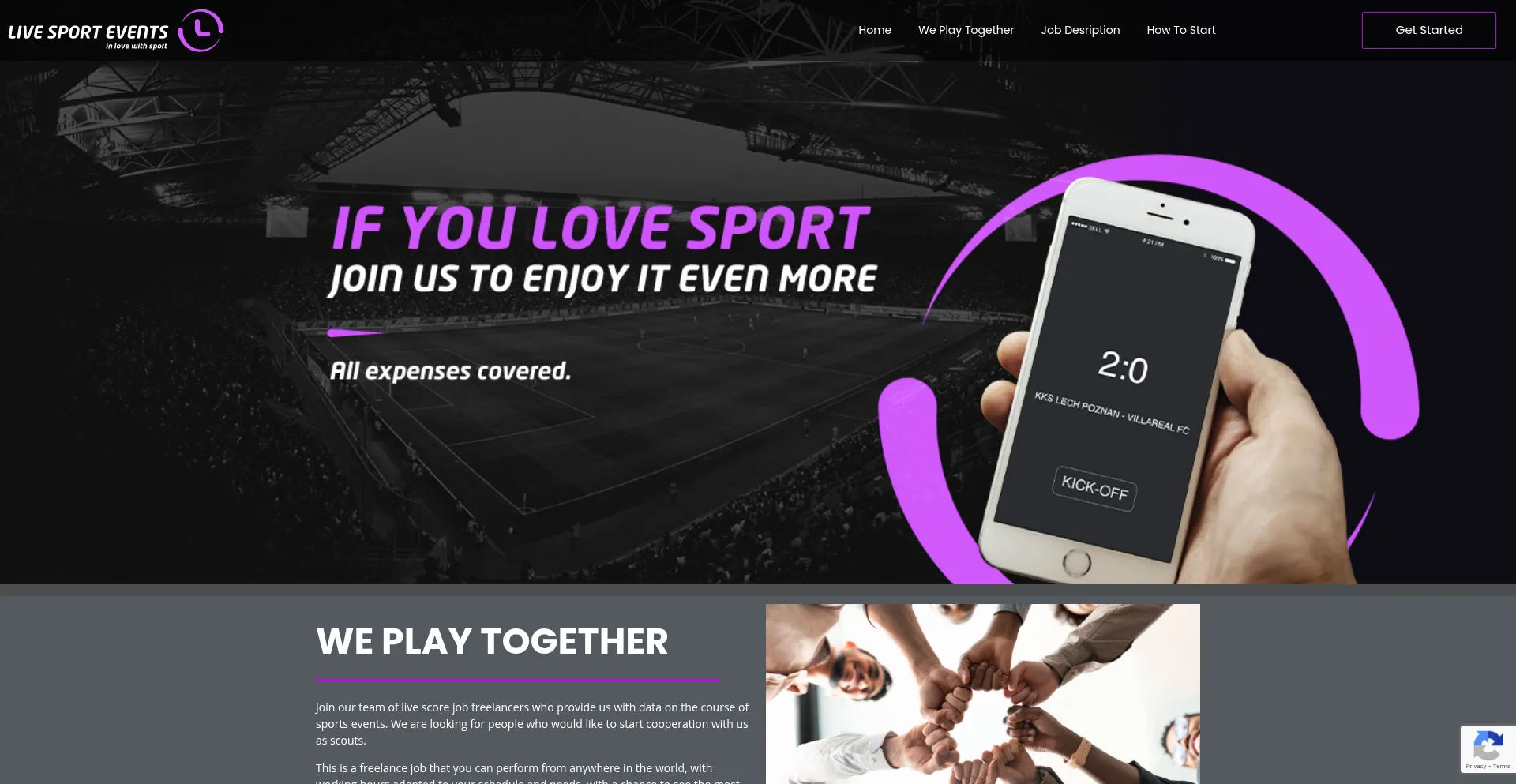 Website screenshot of Livesportevents.co.uk