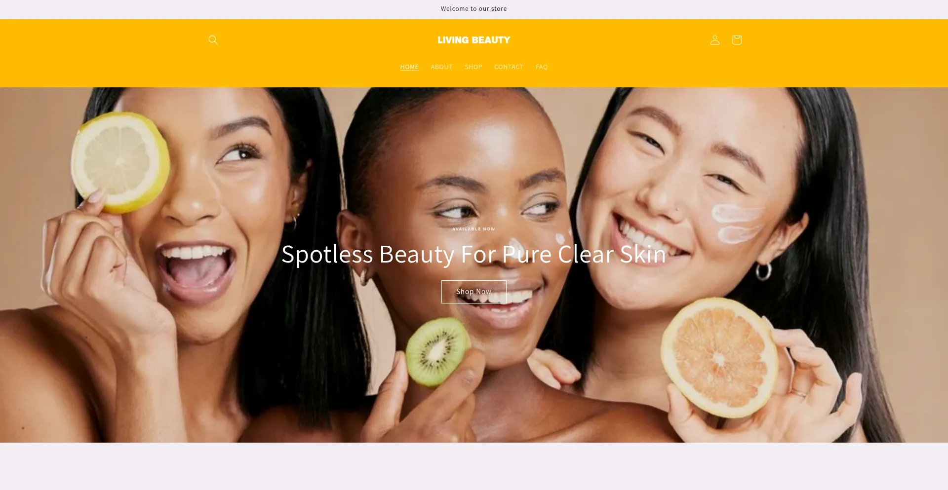 Website screenshot of Livingbeautyworld.com