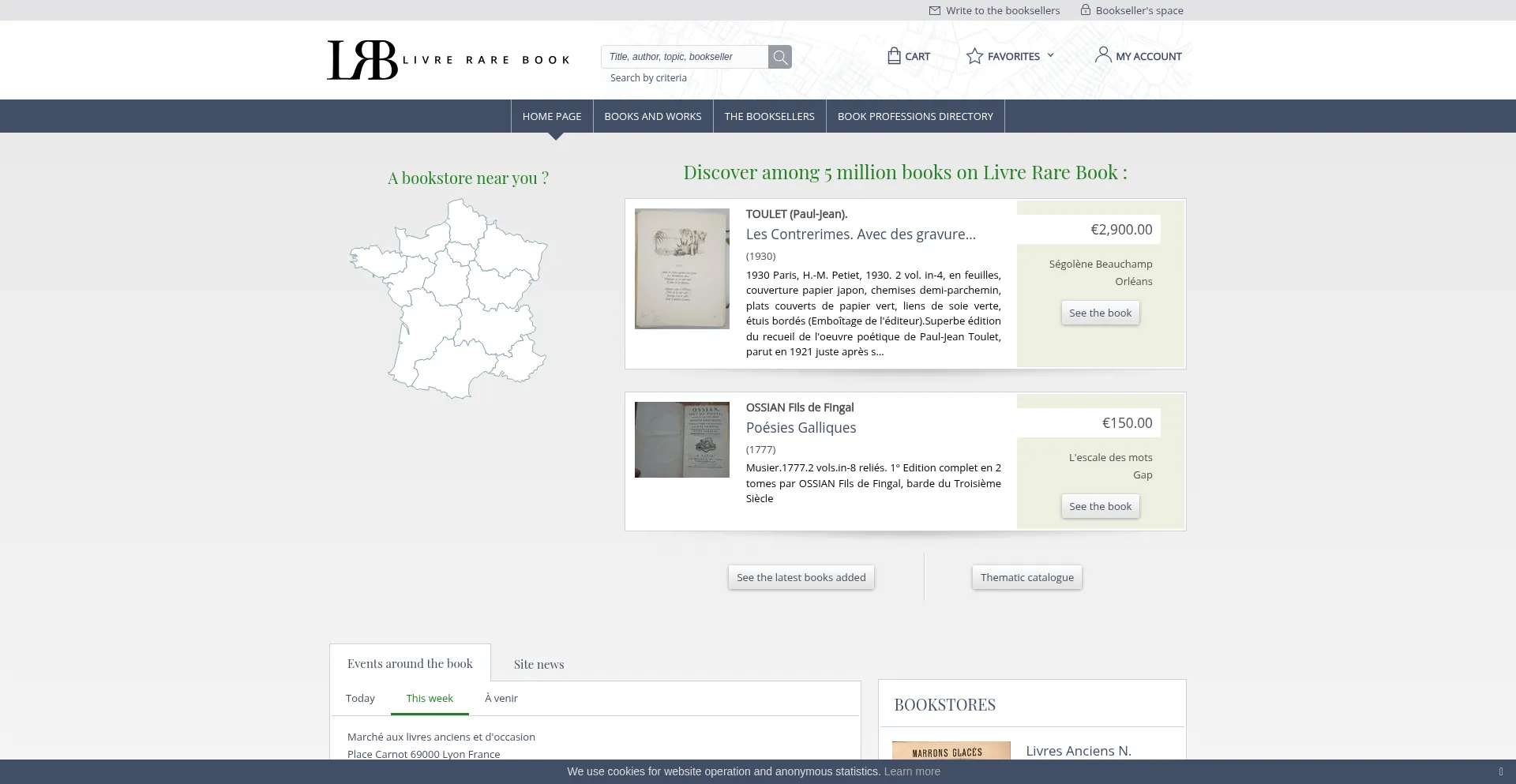 Website screenshot of Livre-rare-book.com