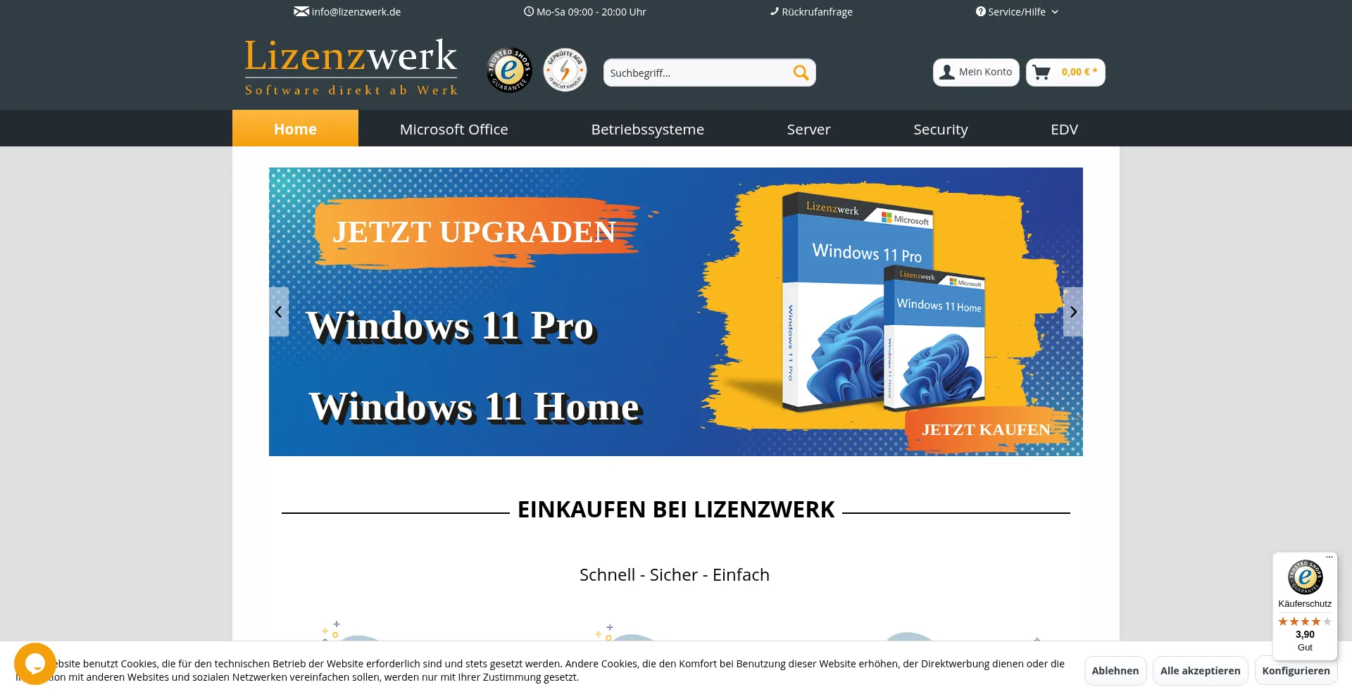 Website screenshot of Lizenzwerk.de