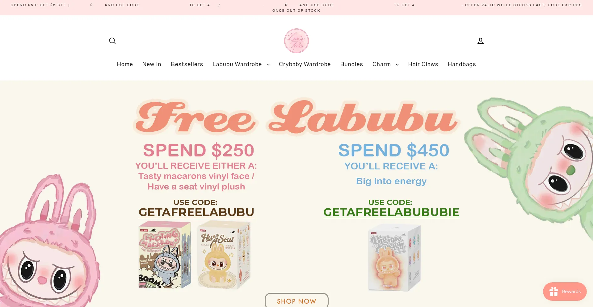 Website screenshot of Lizzieandfriends.com