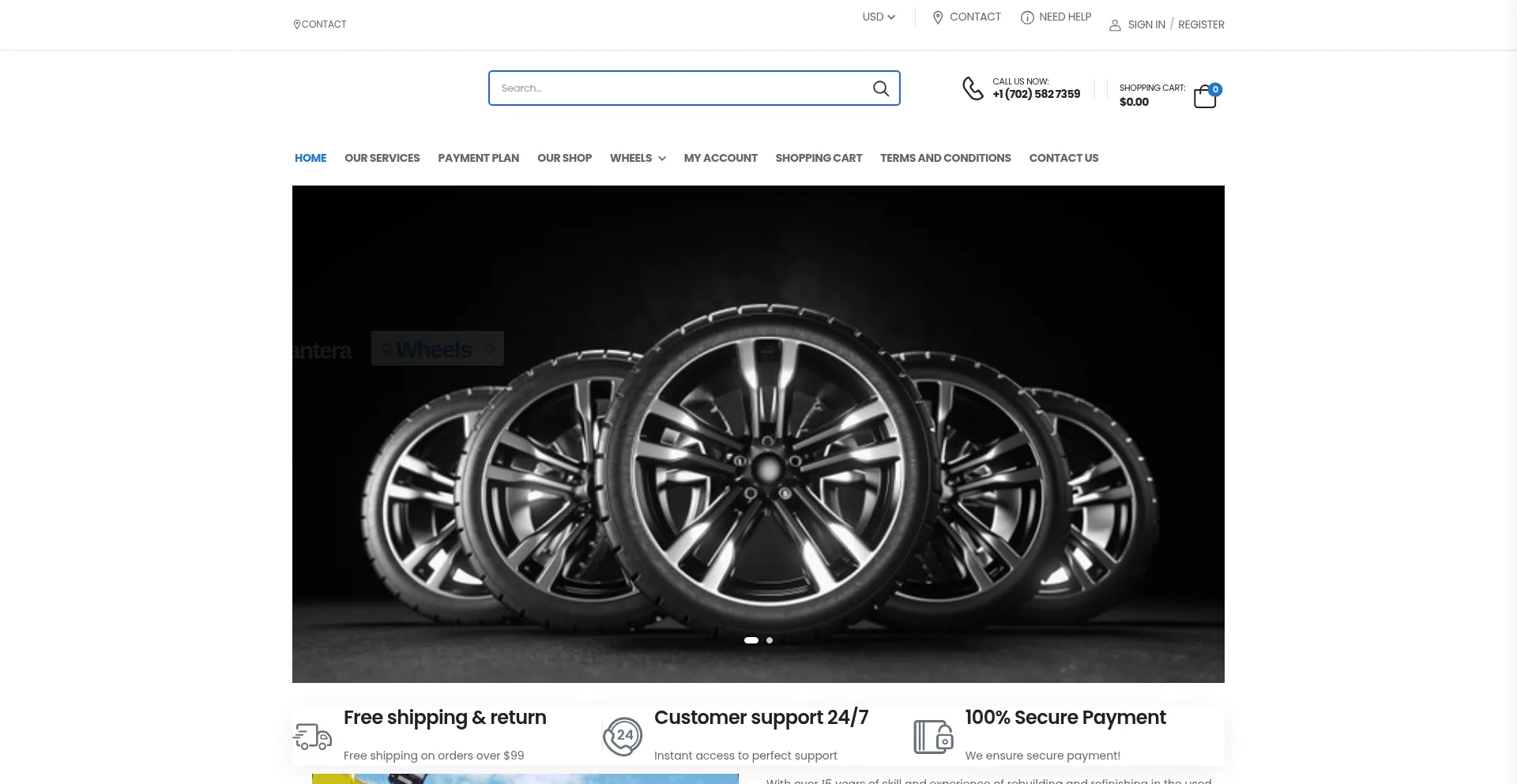 Website screenshot of Llanterawheels.com