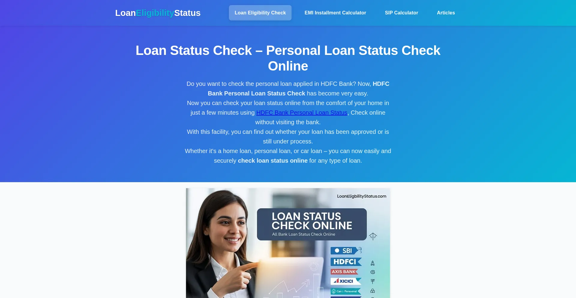 Website screenshot of Loaneligibilitystatus.com