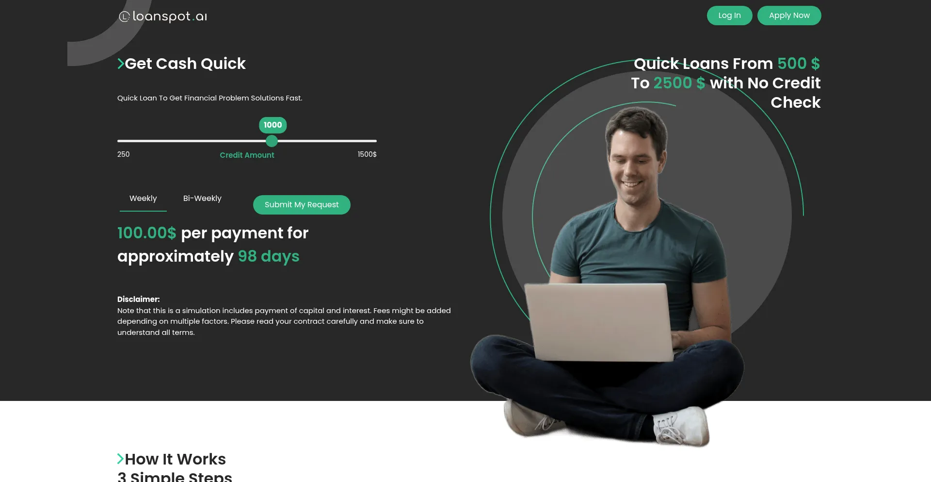Website screenshot of Loanspot.ai