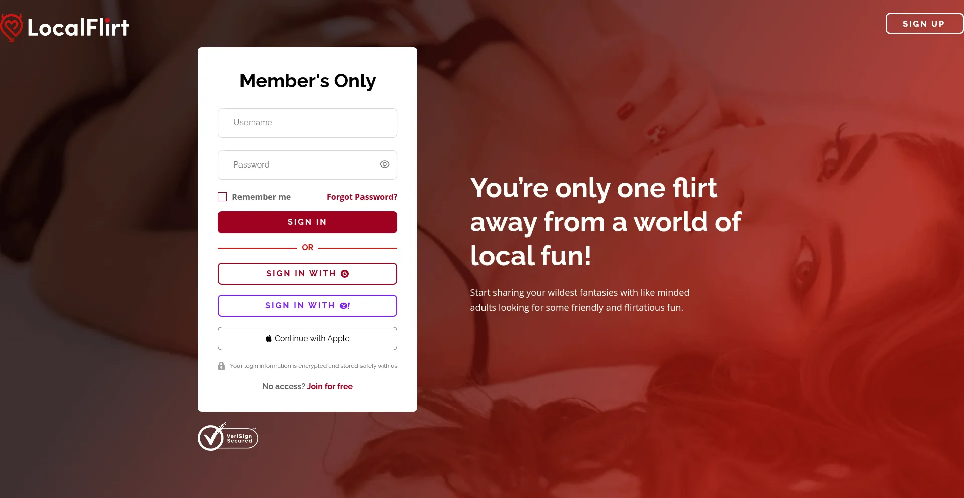 Website screenshot of Localflirt.com