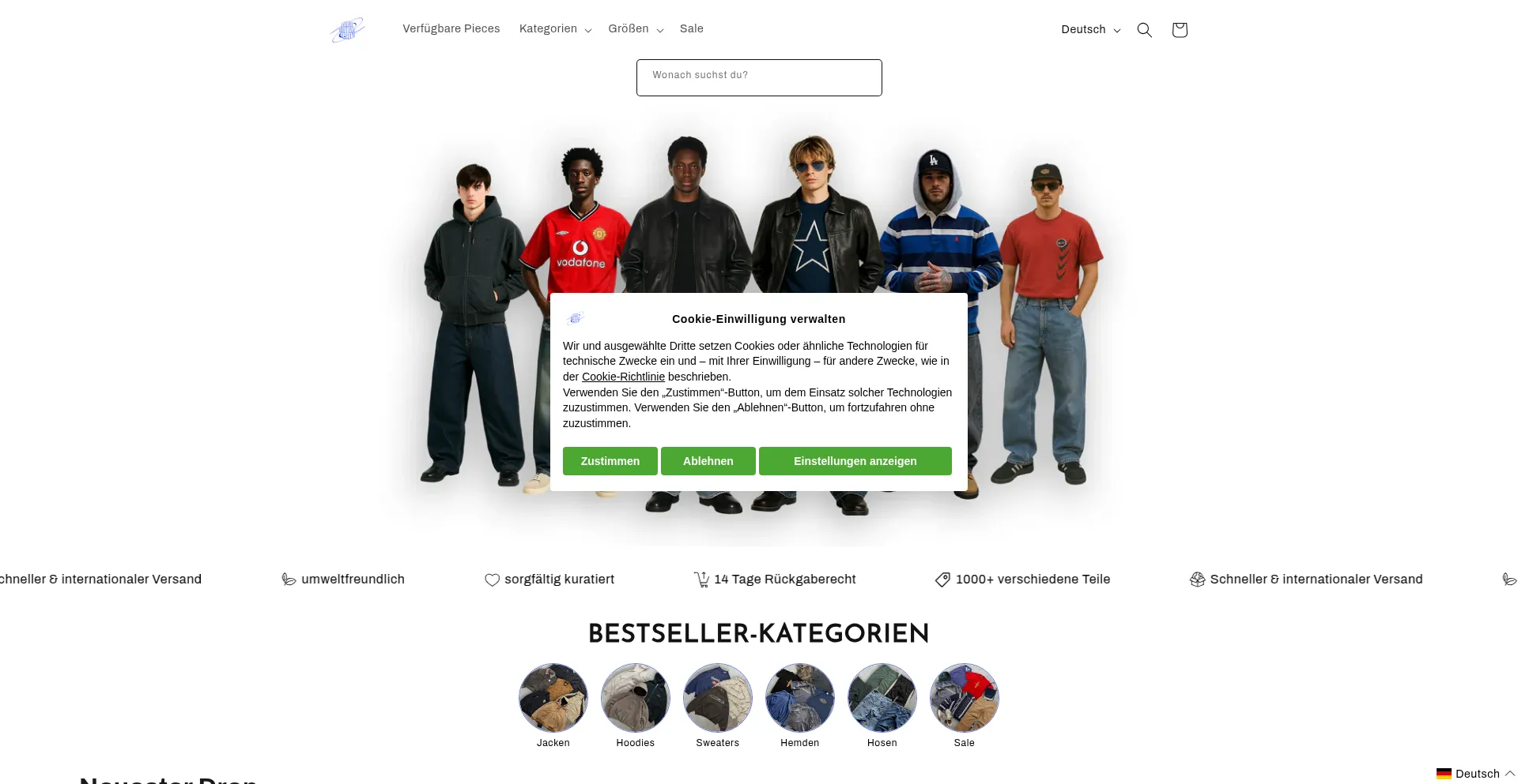 Website screenshot of Localvintagedealer.de