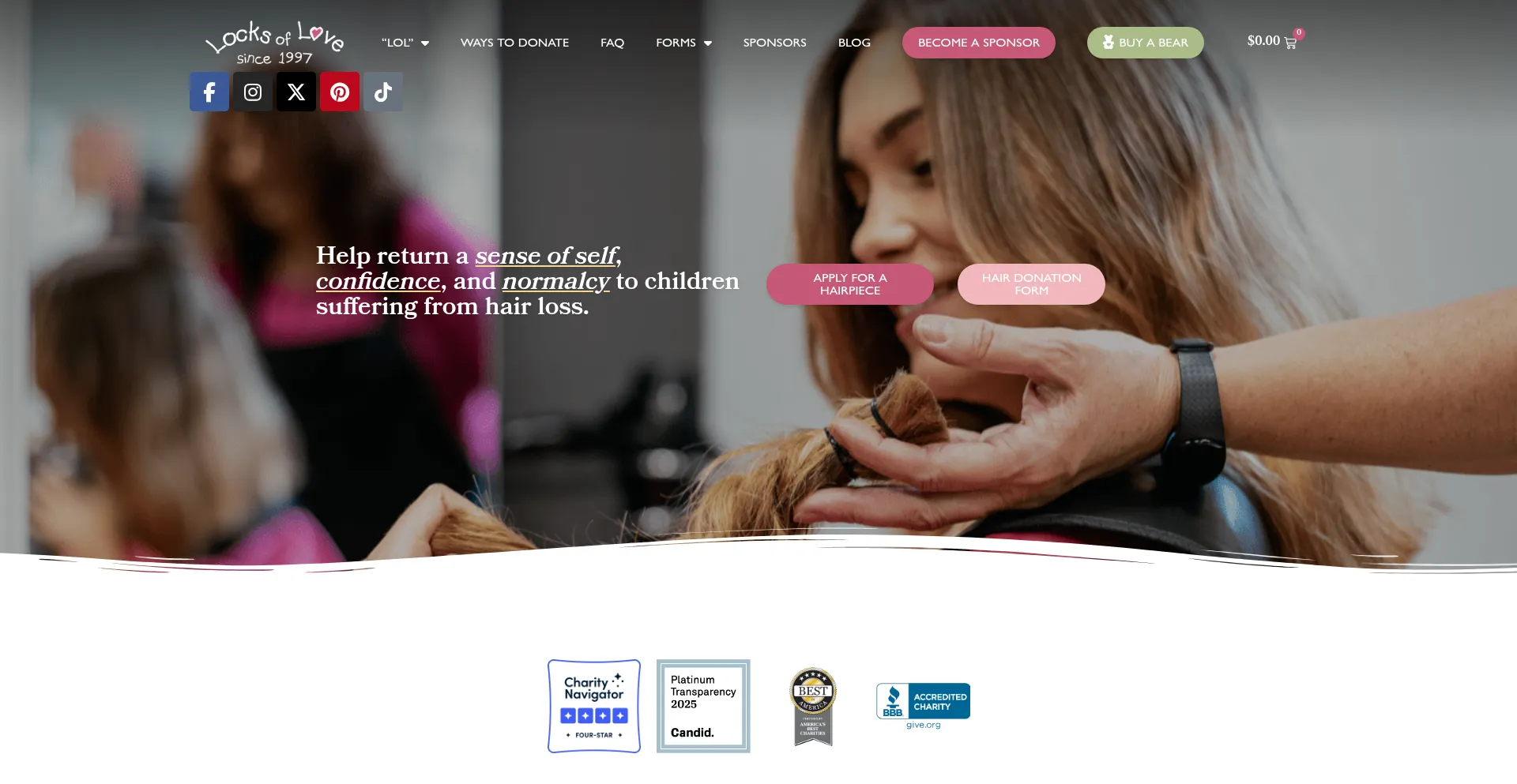 Website screenshot of Locksoflove.org