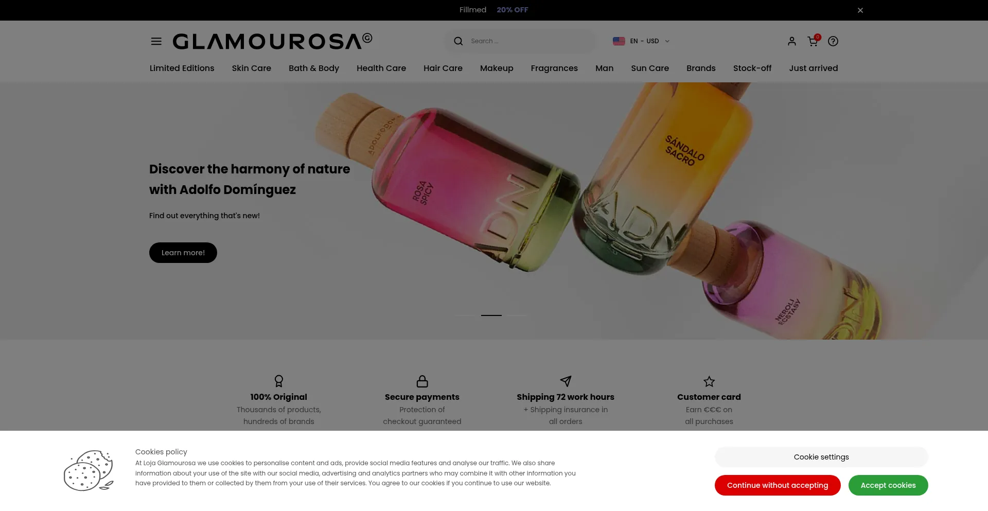 Website screenshot of Lojaglamourosa.com
