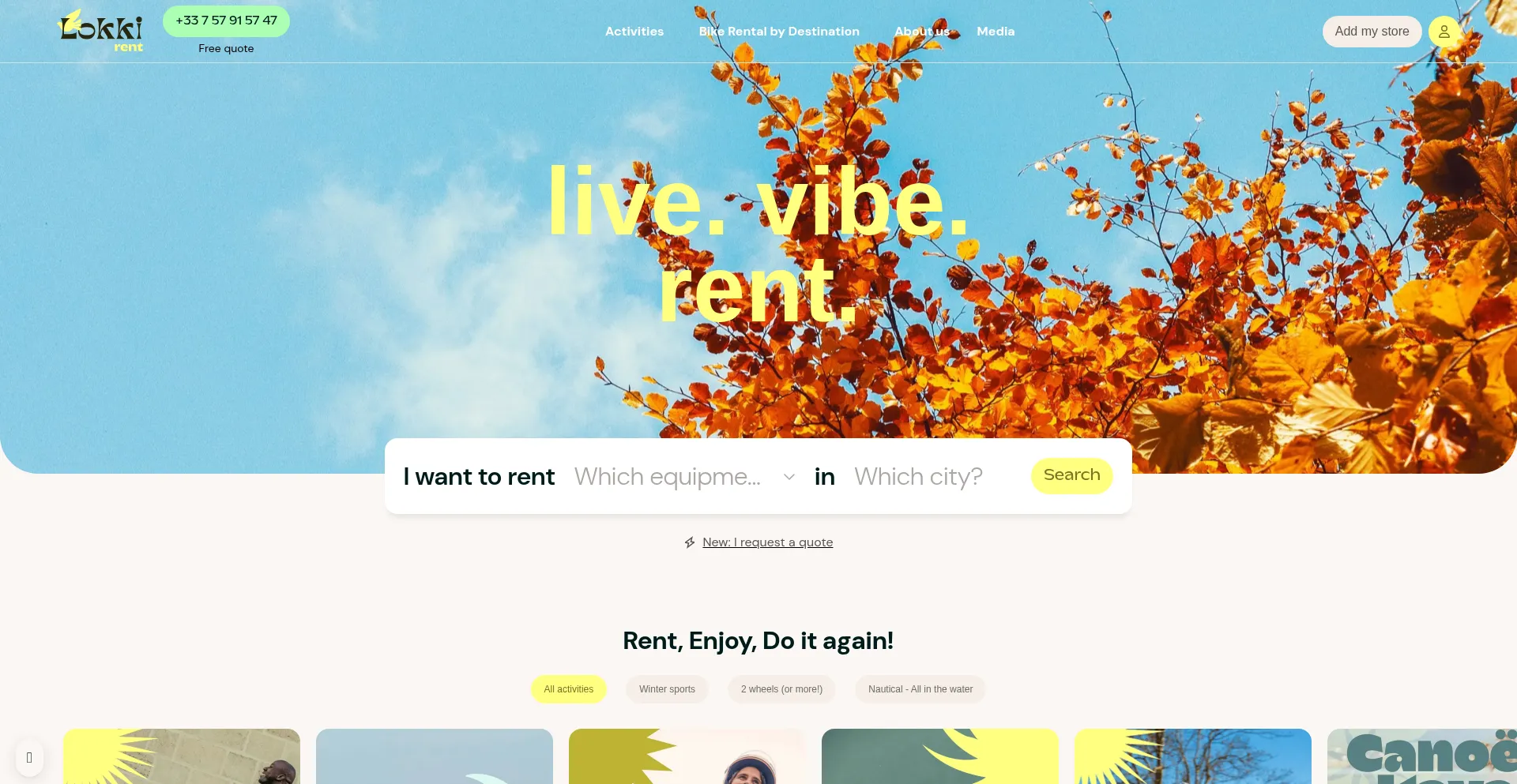 Website screenshot of Lokki.rent