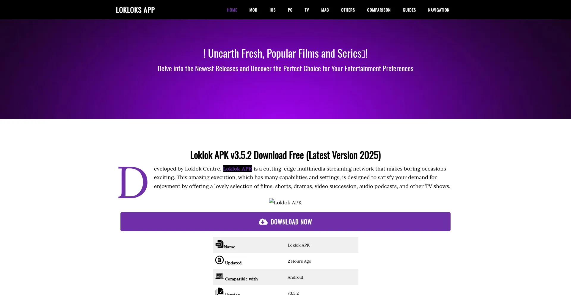Website screenshot of Lokloksapp.com