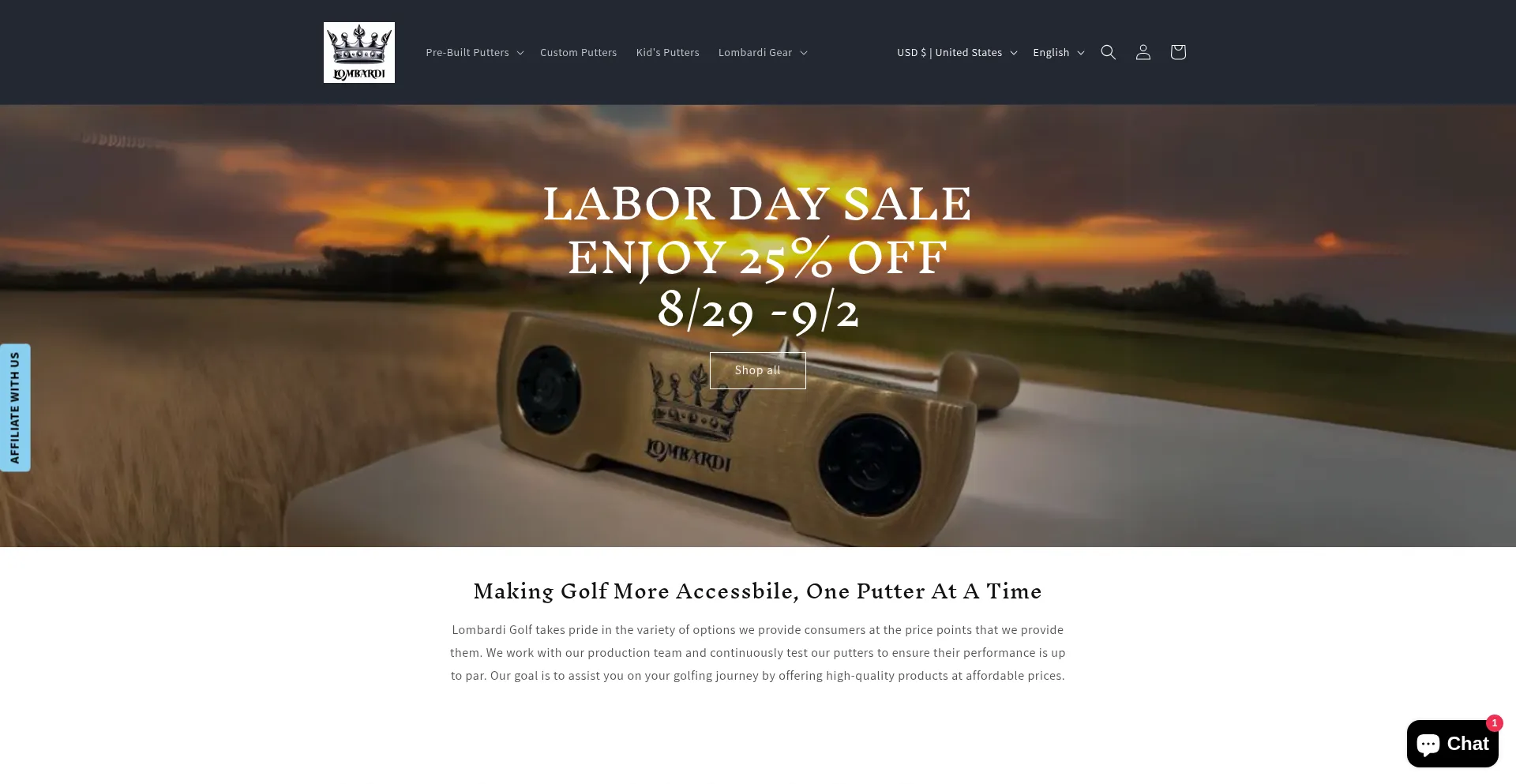 Website screenshot of Lombardigolf.com
