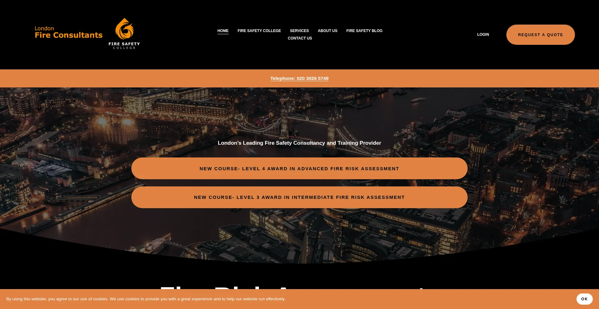 Website screenshot of Londonfireconsultants.co.uk