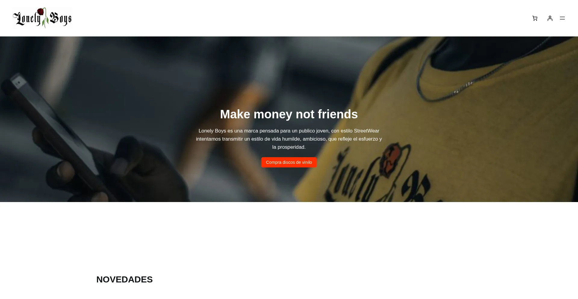 Website screenshot of Lonelyboysclothing.com