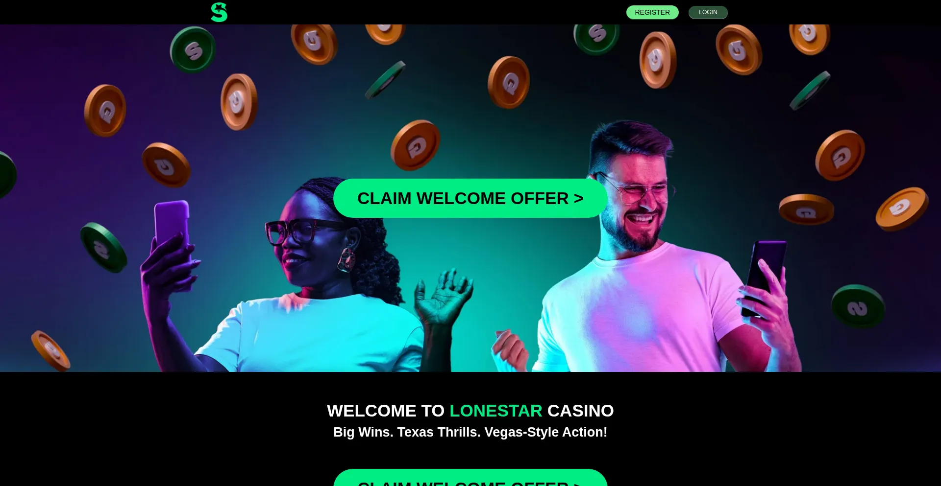 Website screenshot of Lonestarcasino.com